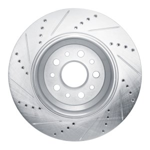 Maserati Ghibli Brake Rotor (1) - Rear Right - R1 Concepts - Drilled & Slotted - Silver - `14-`16